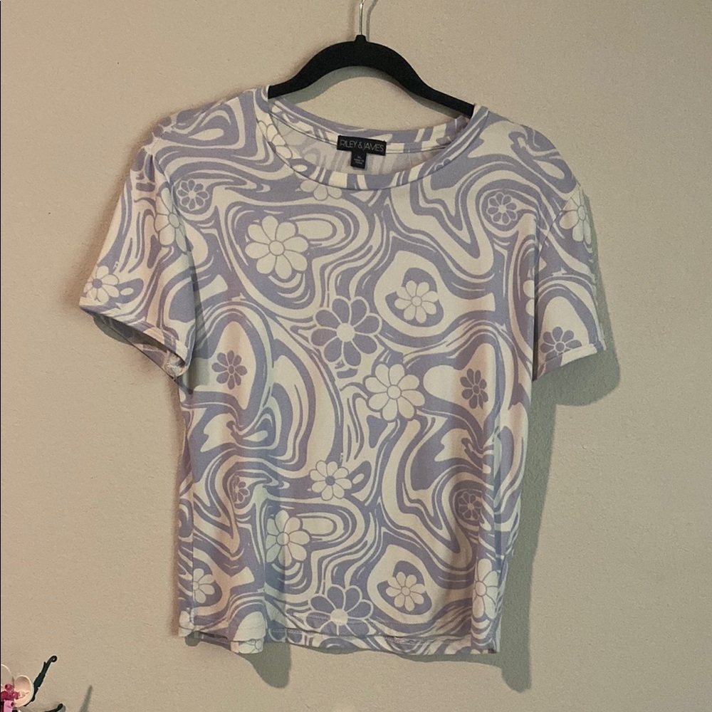 Women's Floral Patterned Top - Purple and White